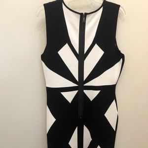 Black and White Geometric Mini Bodycon Dress